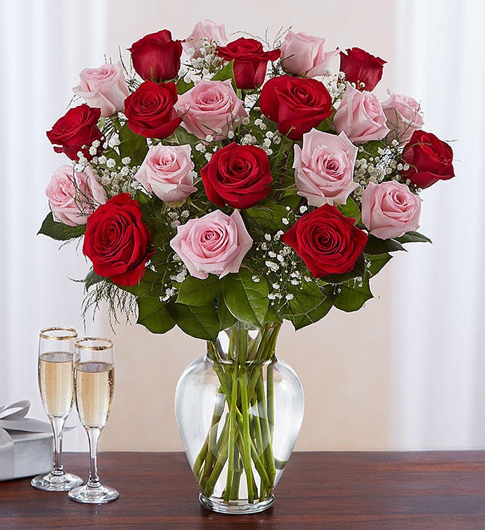 Ultimate Elegance™ Long Stem Pink & Red Roses Flower Bouquet