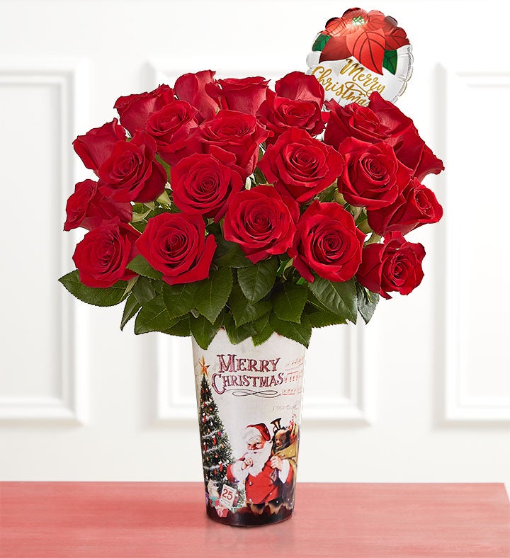 Merry Red Roses Flower Bouquet