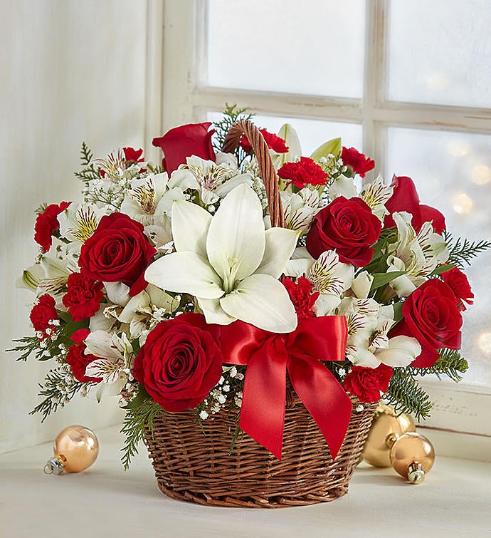 Fields Of Europe® Christmas Basket Flower Bouquet