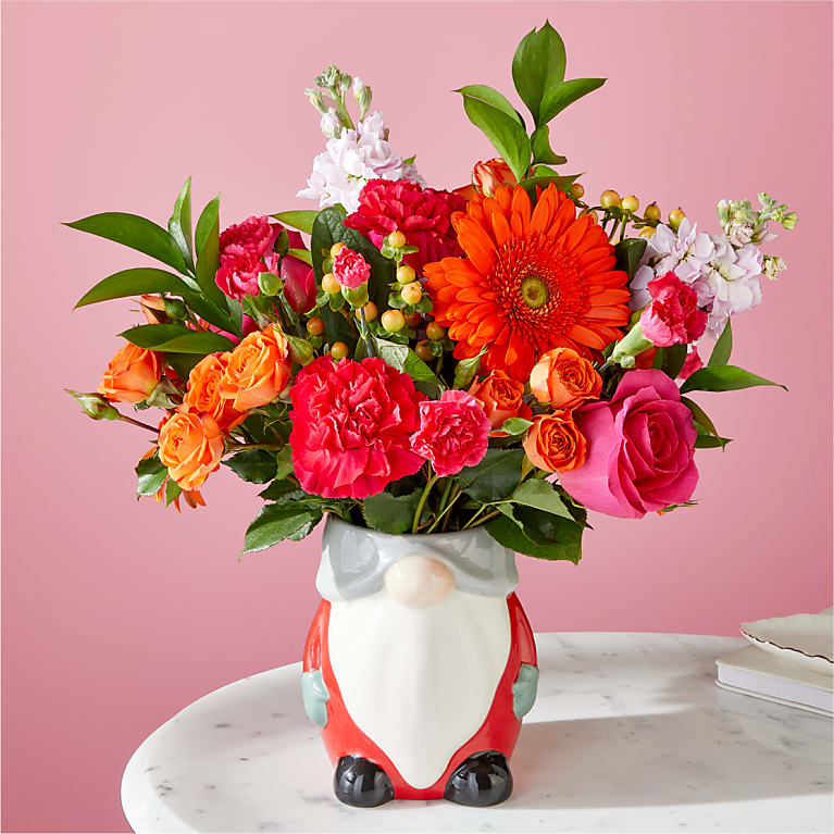 Fiesta Bouquet with Gnome Vase Flower Bouquet