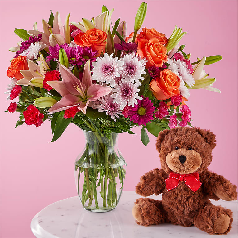 Here's Looking at You Bouquet & Bear Set Flower Bouquet