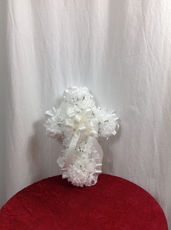 Silk Carnation Cross - All White
