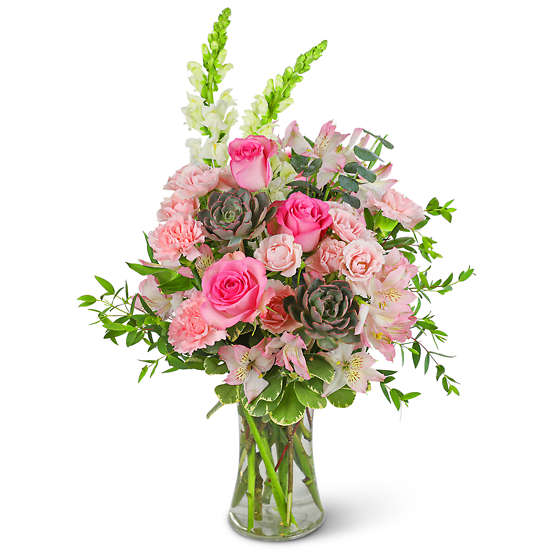 Pretty in Pink with Succulents Flower Bouquet