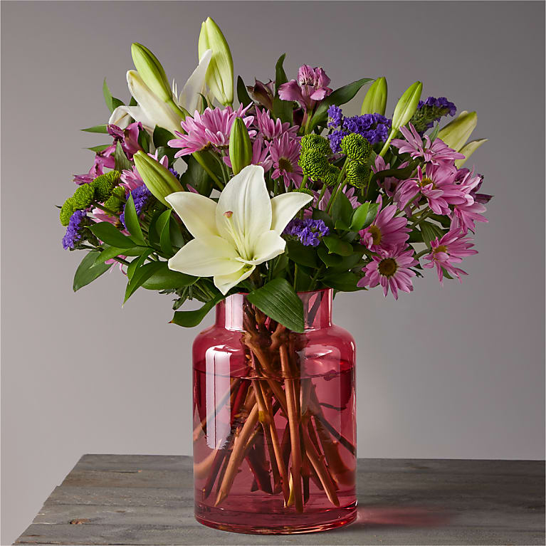 Lavender Fields Mixed Flower Bouquet with Blush Vase