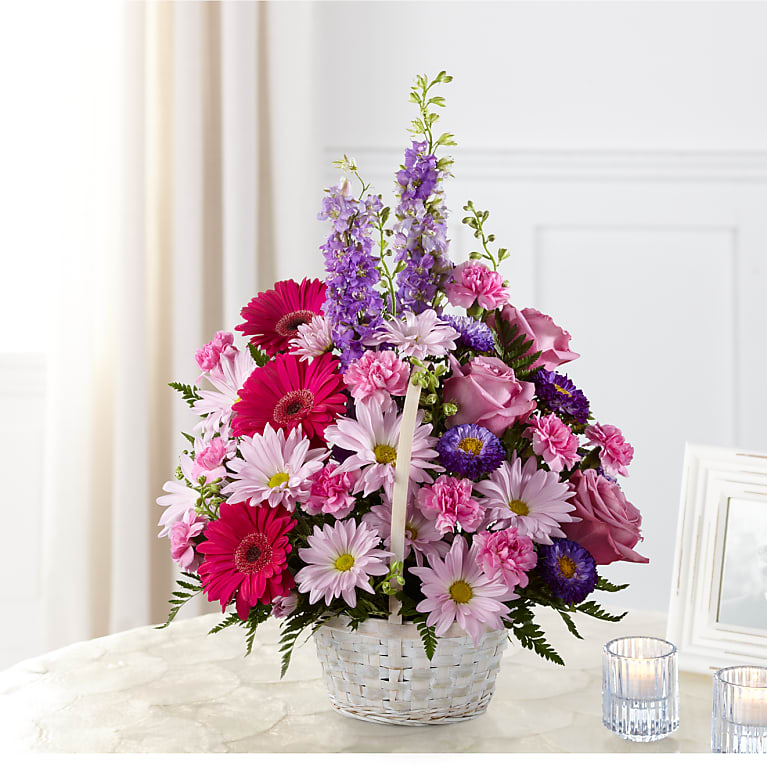 Pastel Peace Basket Flower Bouquet