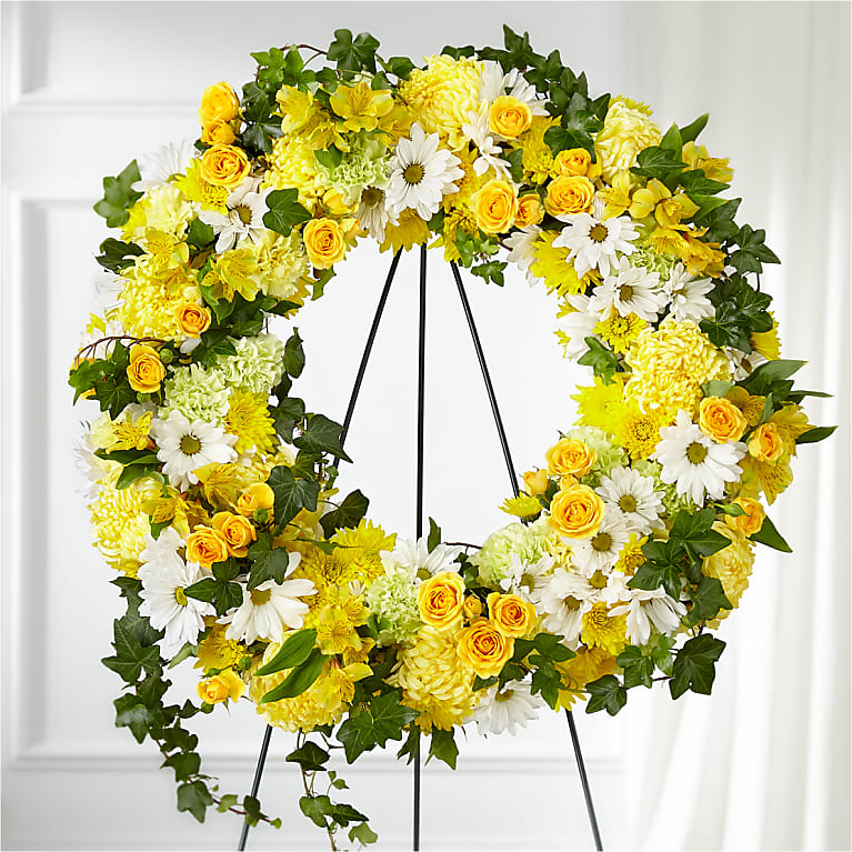 Golden Remembrance Wreath Flower Bouquet