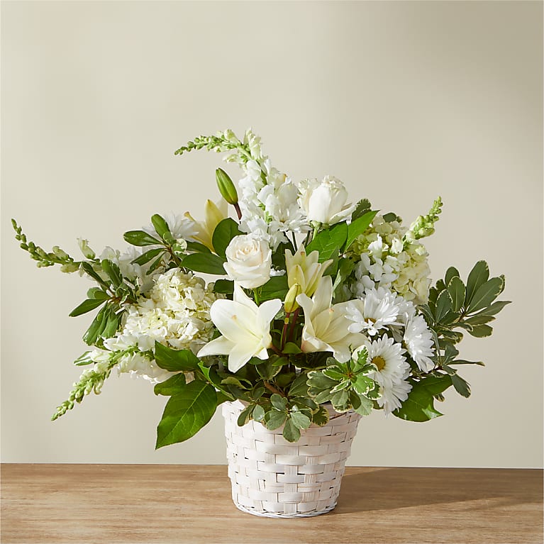 Ivory Elegance Floral Basket Flower Bouquet