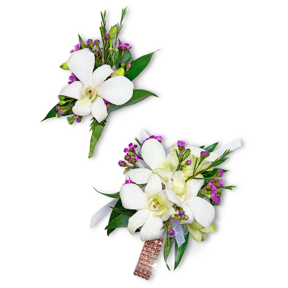 Flawless Corsage and Boutonniere Set