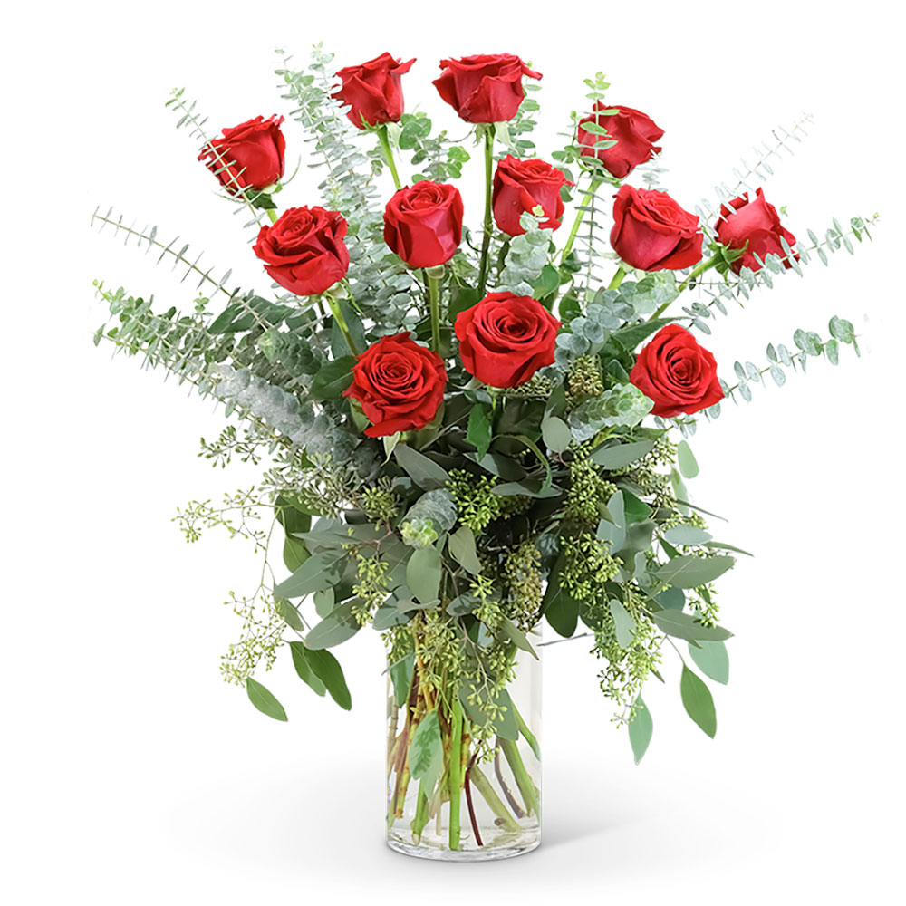 Red Roses with Eucalyptus Foliage (12)