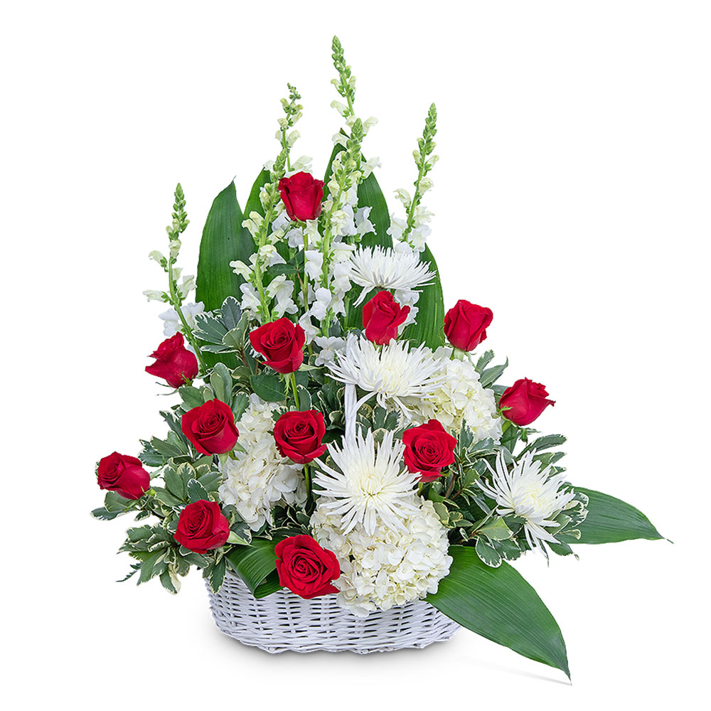 Serene Sanctuary Basket Flower Bouquet