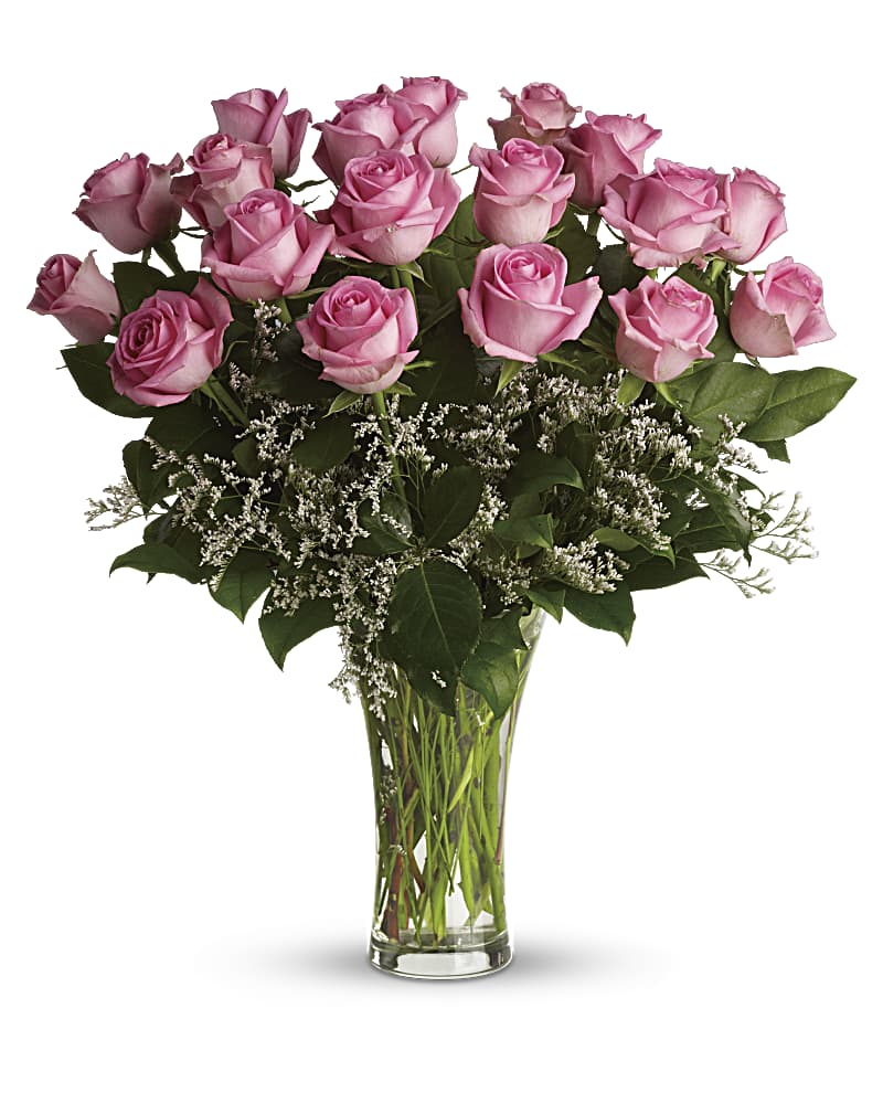 Make Me Blush - Dozen Long Stemmed Pink Roses Flower Bouquet
