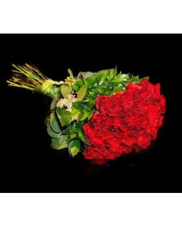 2 Dozen Heart Roses - wrapped bouquet