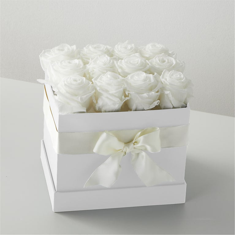 White Forever Roses Flower Bouquet