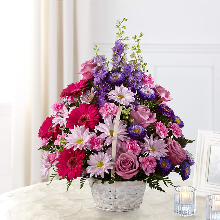 Pastel Peace Basket Flower Bouquet