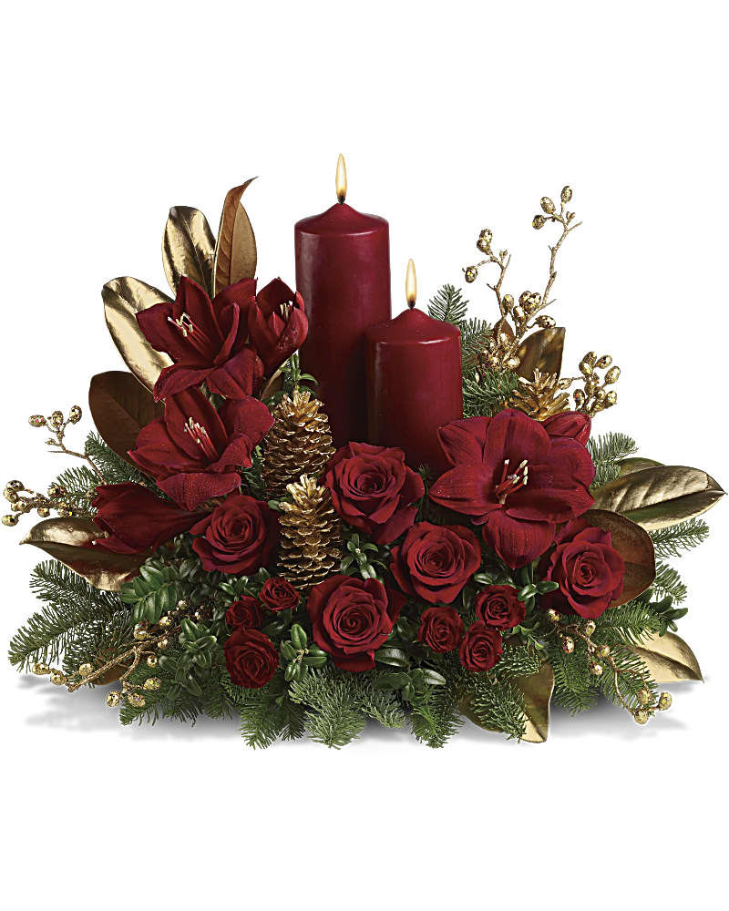 Candlelit Christmas Flower Bouquet