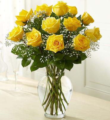 Rose Elegance™ Premium Long Stem Yellow Roses Flower Bouquet
