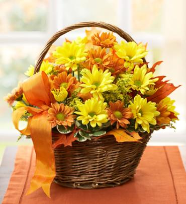 Fall Daisy Basket Flower Bouquet