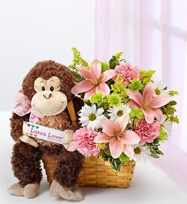 Lotsa Love for New Baby Girl Flower Bouquet