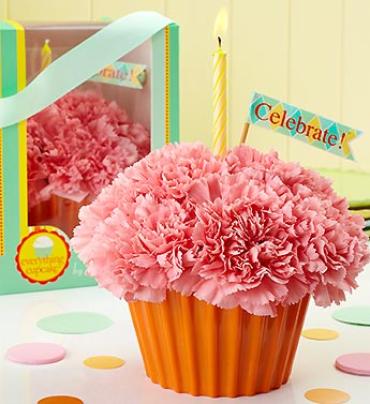 Cupcake in Bloom Pink Flower Bouquet