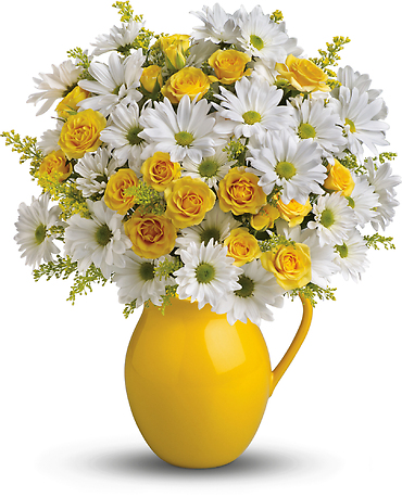 Sunny Day Pitcher of Daisies Flower Bouquet