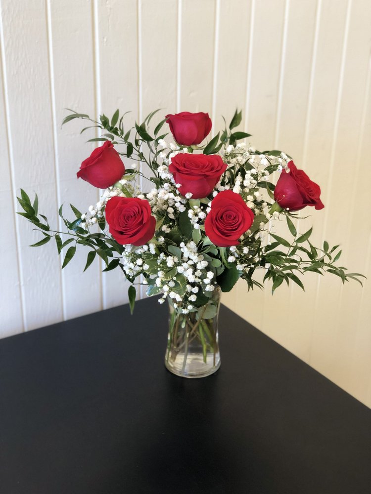 Red Rose and Baby's Breath Bliss Flower Bouquet